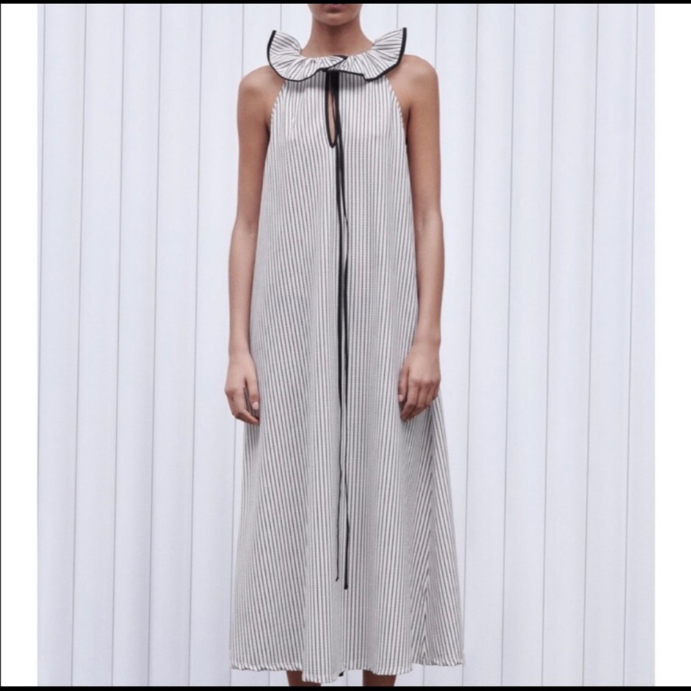 Zara Black & White Striped Maxi Dress Size Women’s S